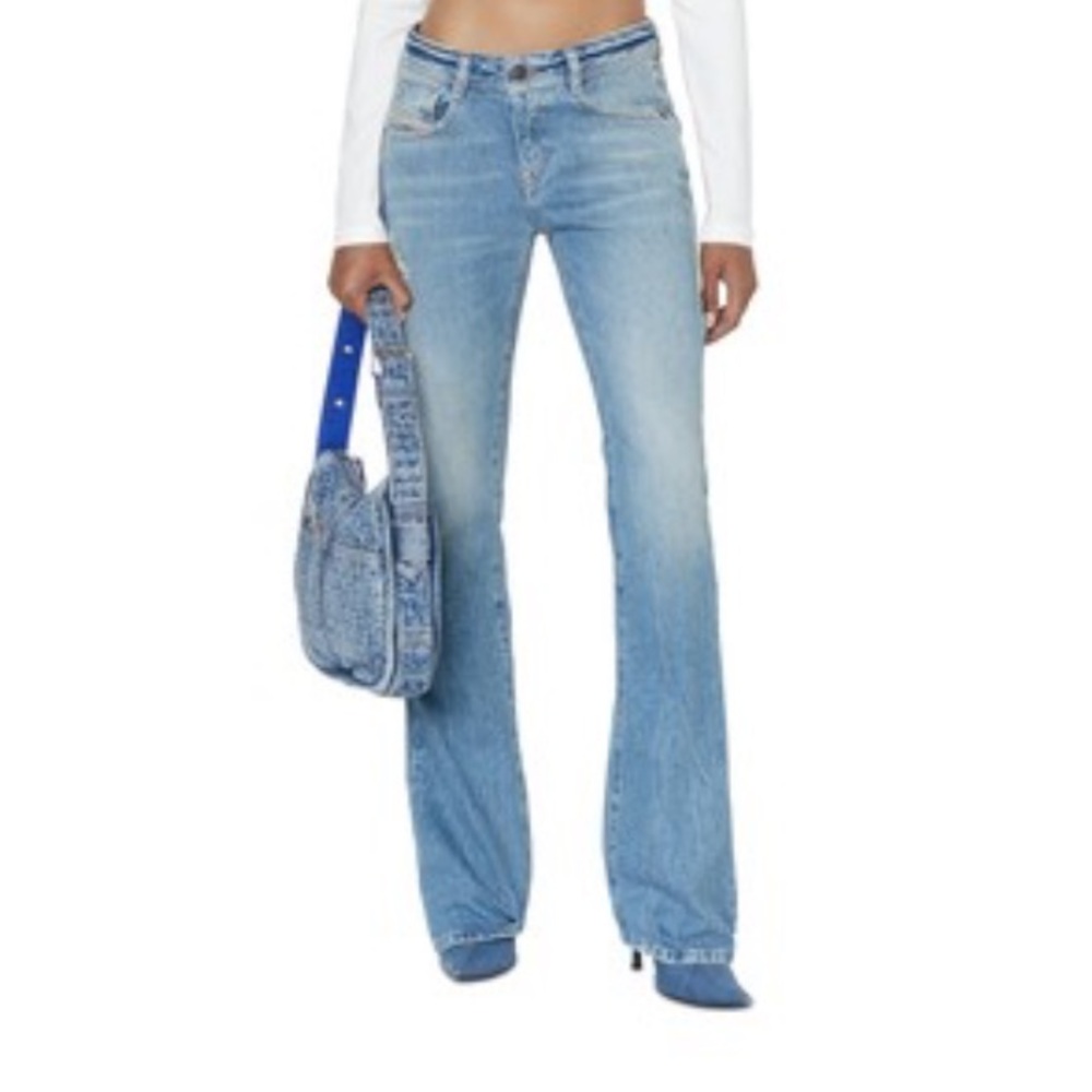 Diesel bootcut slim fit flare leg jeans blue size 26 low rise bohemian
